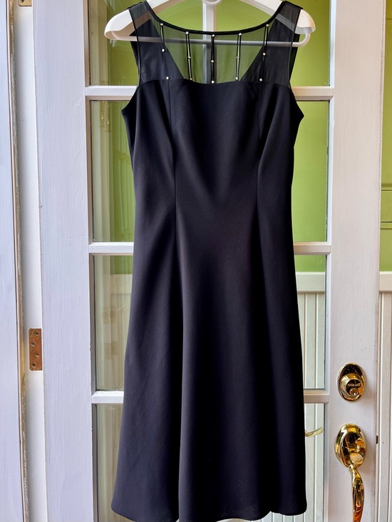 Evan Picone Dresses & Skirts - Evan Picone Black Cocktail Dress with Sheer Diamond-Accent Yoke